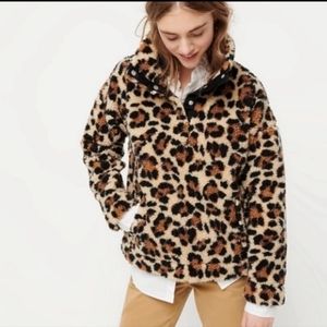 J Crew leopard print sherpa pullover